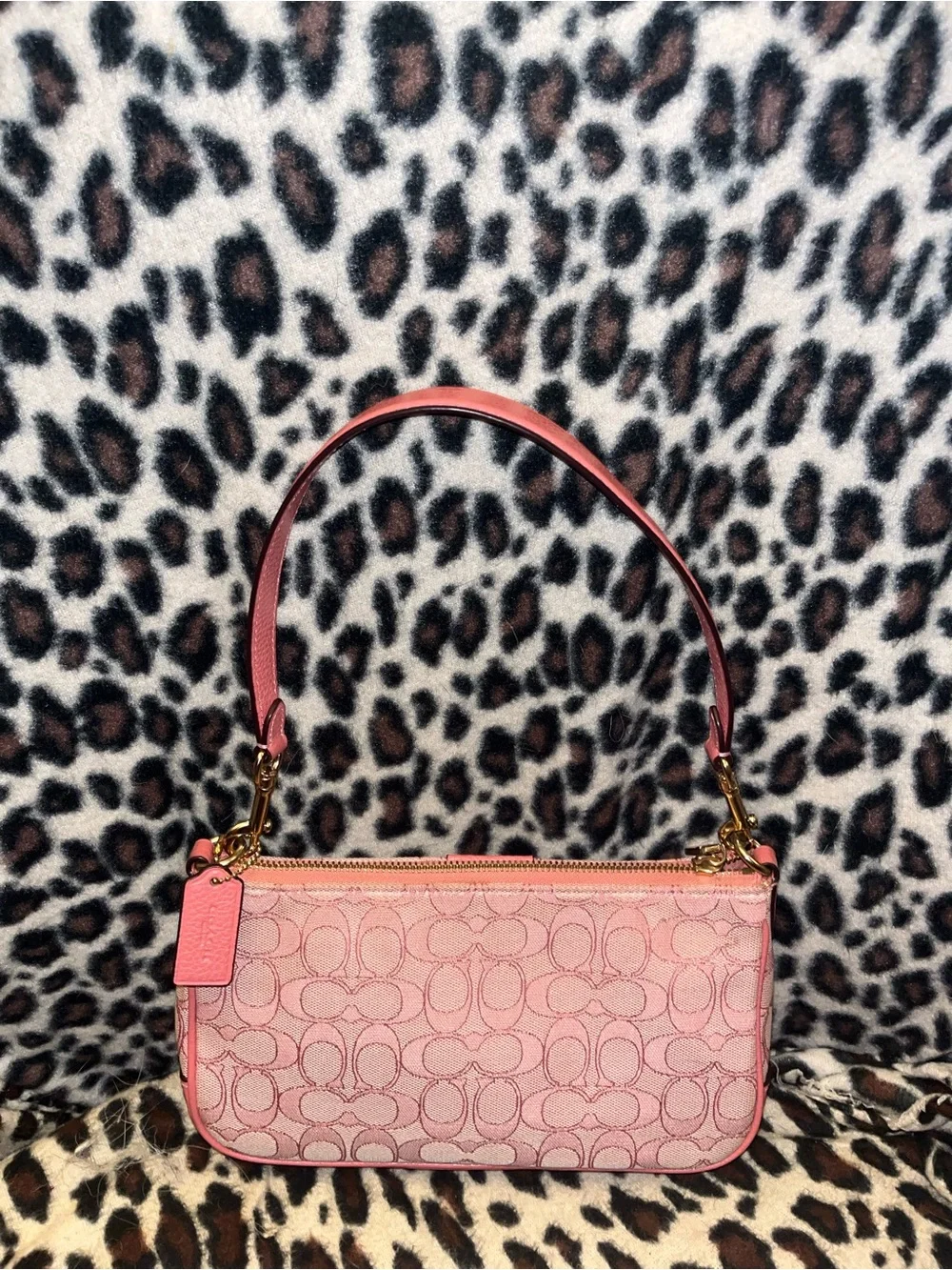 Coach Pink Signature Jacquard Shoulder Bag